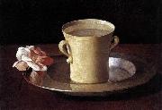 Francisco de Zurbaran, Cup of Water and a Rose on a Silver Plate